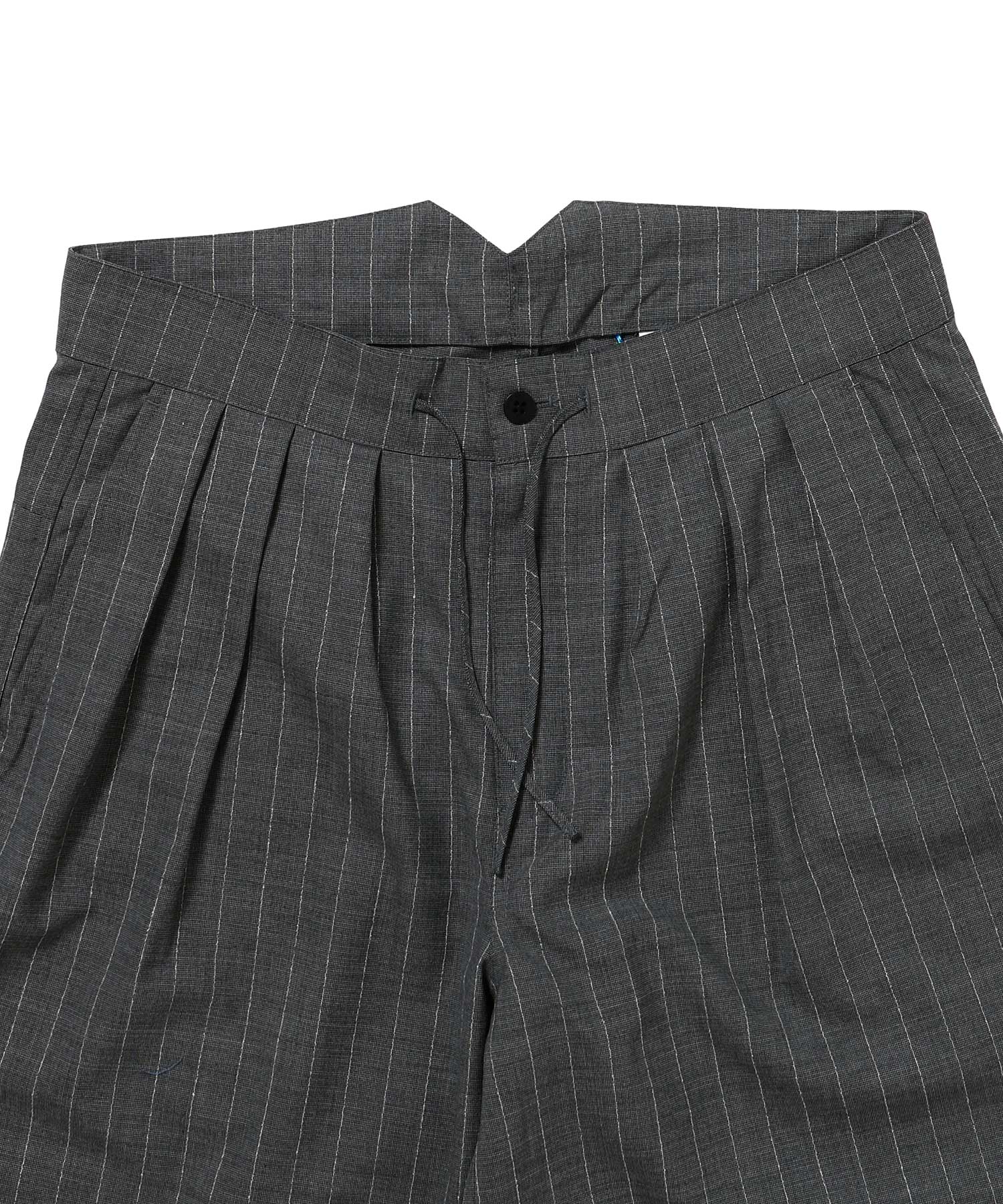 RESEARCHED 3/4 EASY SLACKS / WOOL SATIN CHALK STRIPE