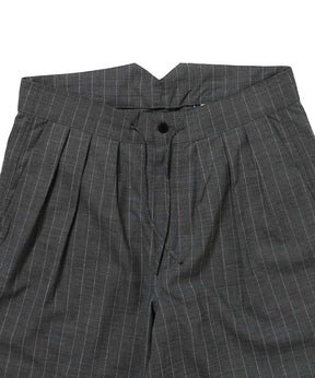 RESEARCHED 3/4 EASY SLACKS / WOOL SATIN CHALK STRIPE