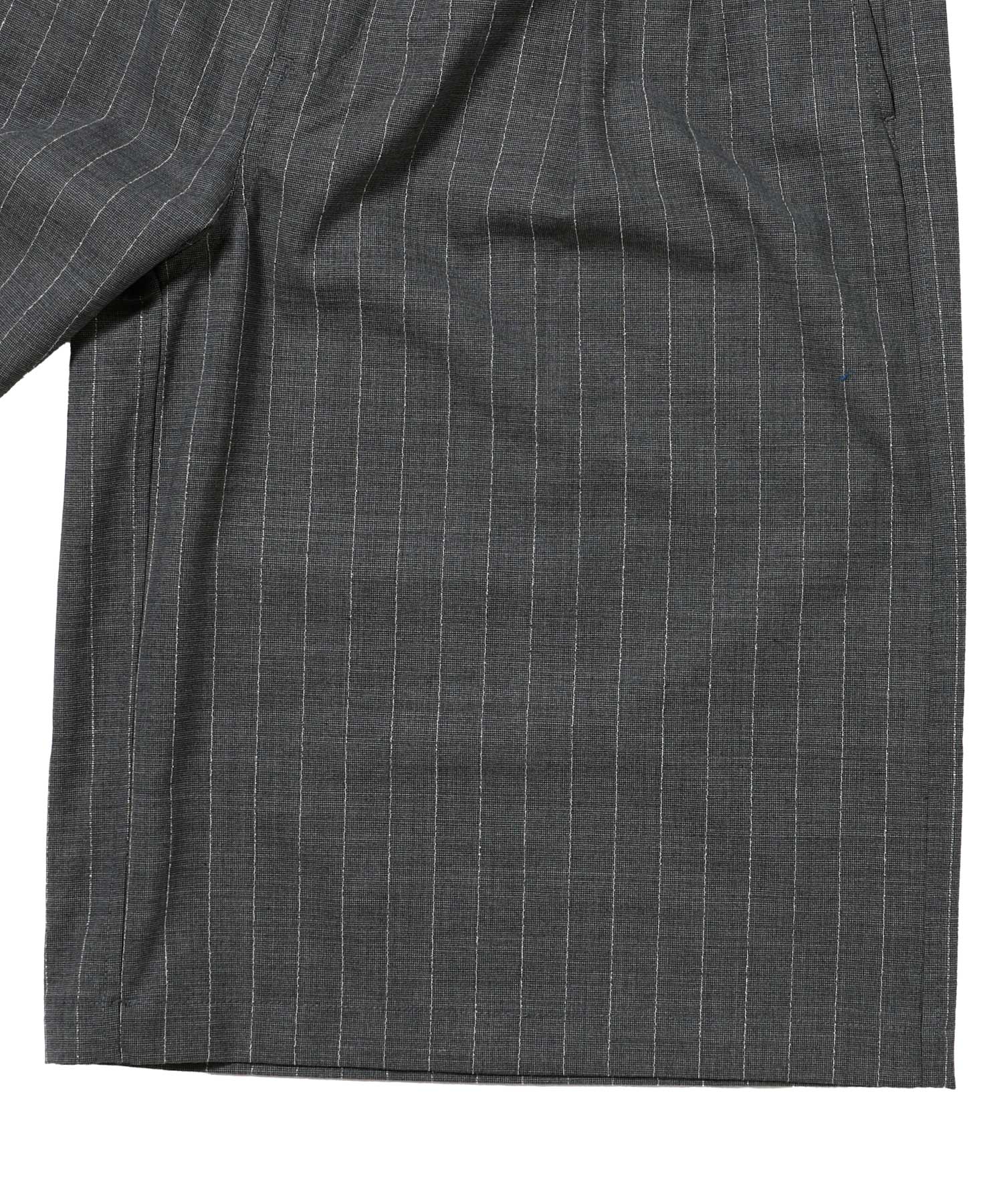 RESEARCHED 3/4 EASY SLACKS / WOOL SATIN CHALK STRIPE
