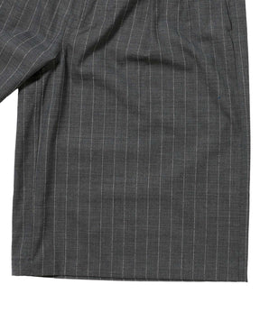 RESEARCHED 3/4 EASY SLACKS / WOOL SATIN CHALK STRIPE