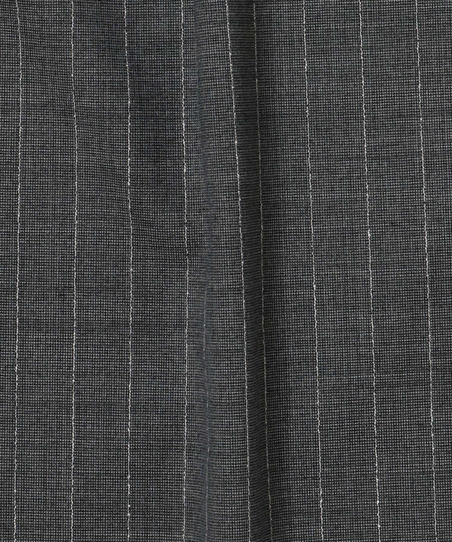 RESEARCHED 3/4 EASY SLACKS / WOOL SATIN CHALK STRIPE