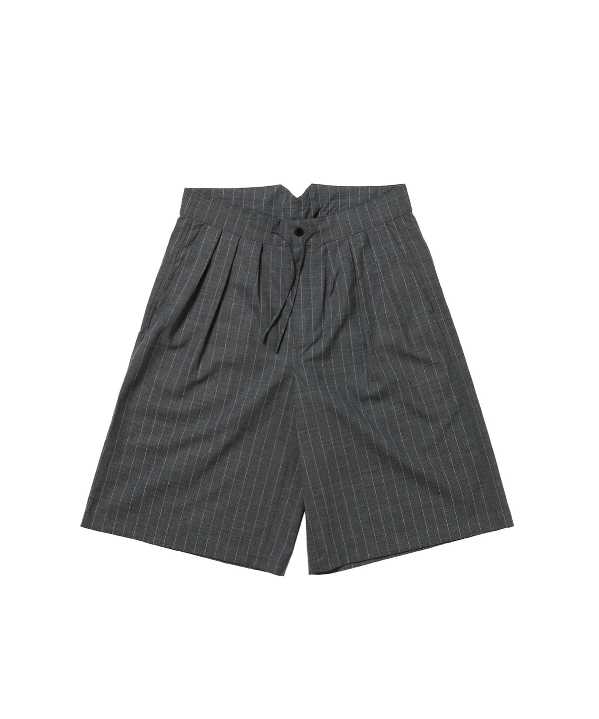 RESEARCHED 3/4 EASY SLACKS / WOOL SATIN CHALK STRIPE