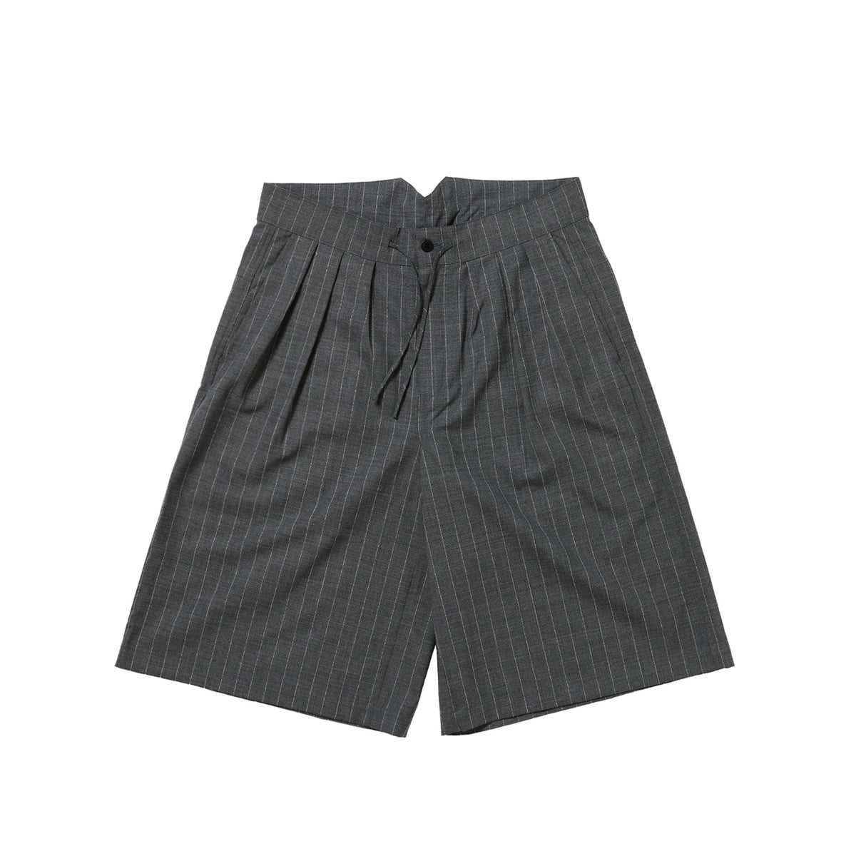 RESEARCHED 3/4 EASY SLACKS / WOOL SATIN CHALK STRIPE - SandWaterr