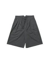 RESEARCHED 3/4 EASY SLACKS / WOOL SATIN CHALK STRIPE