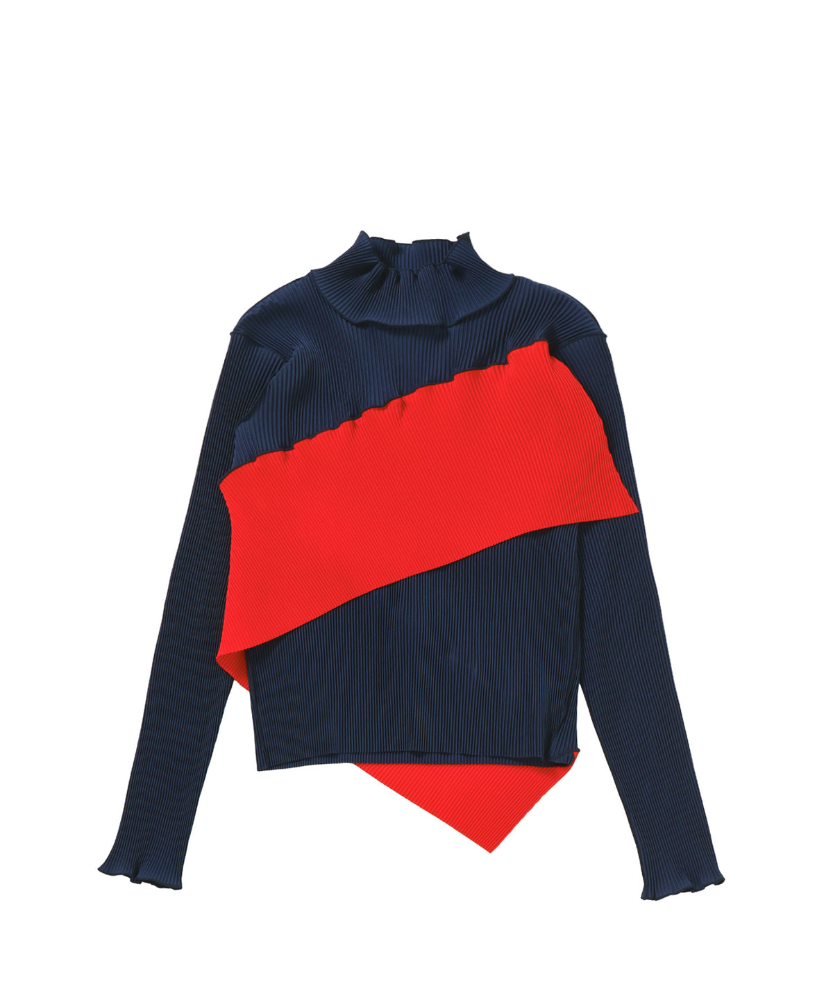 SPIRAL WAVE LONG SLEEVE TOP HIGH NECK TYPE