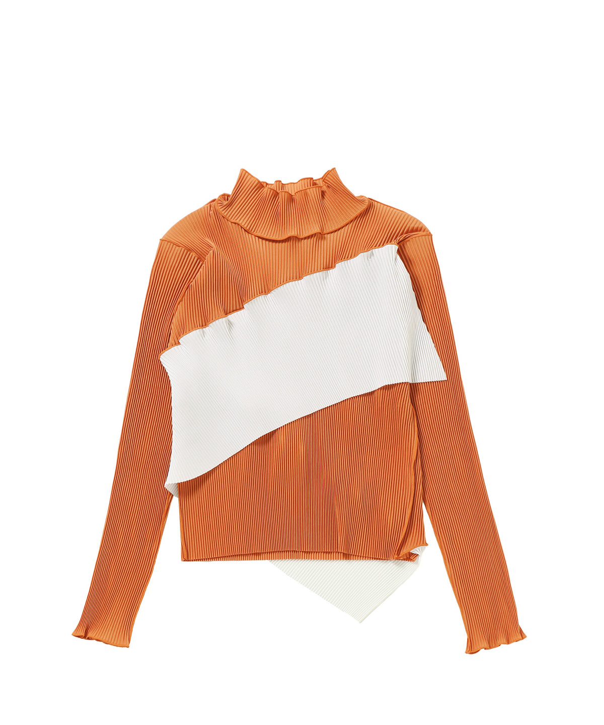 SPIRAL WAVE LONG SLEEVE TOP HIGH NECK TYPE