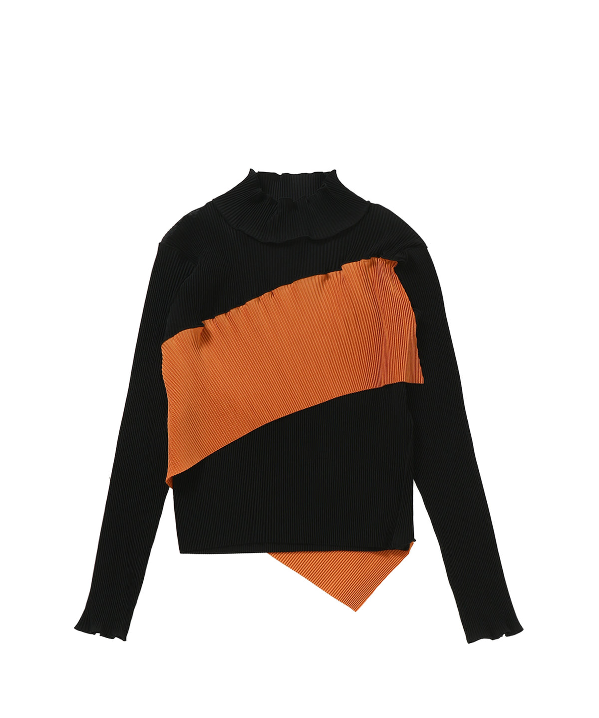 SPIRAL WAVE LONG SLEEVE TOP HIGH NECK TYPE