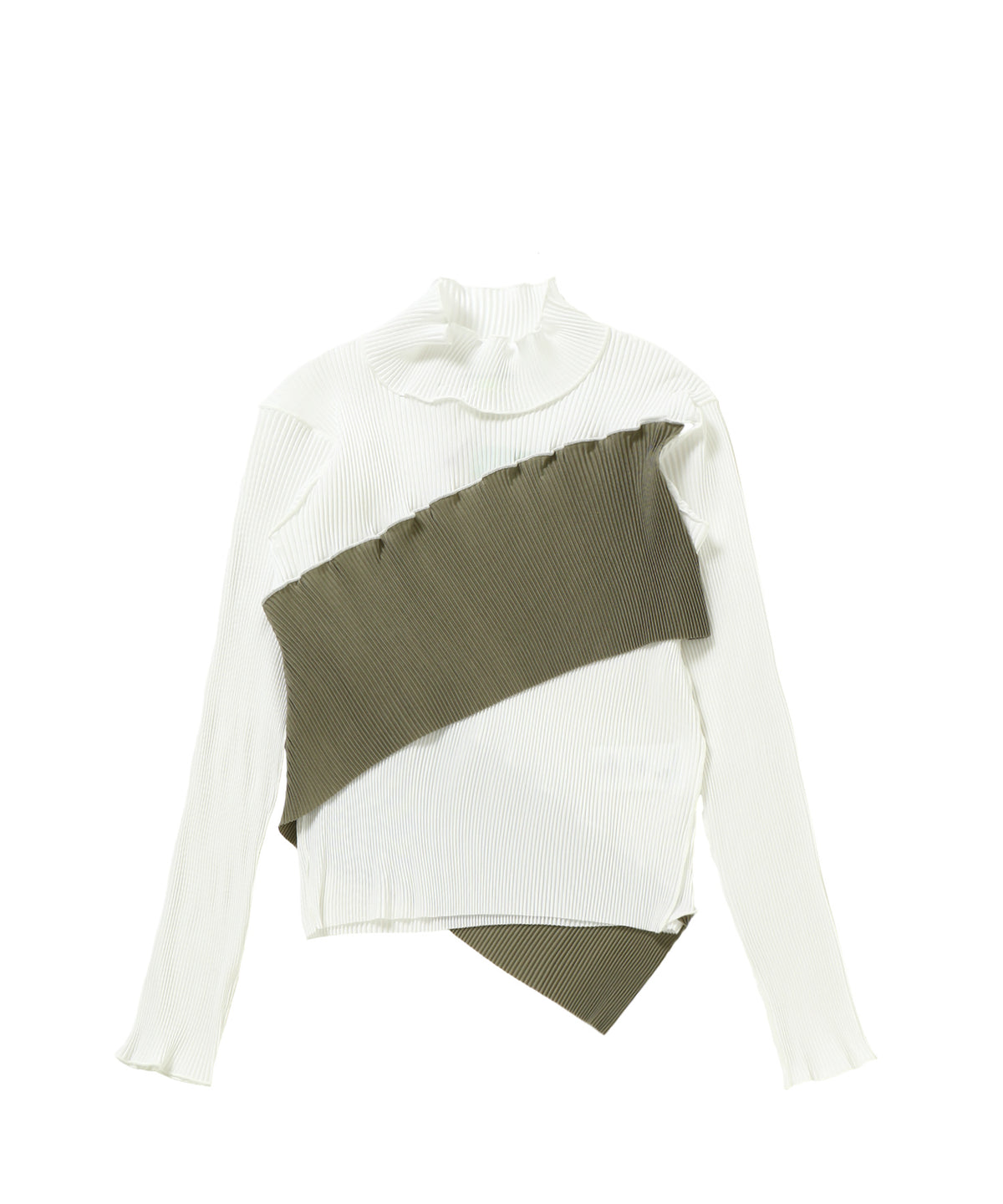 SPIRAL WAVE LONG SLEEVE TOP HIGH NECK TYPE