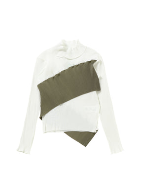 SPIRAL WAVE LONG SLEEVE TOP HIGH NECK TYPE
