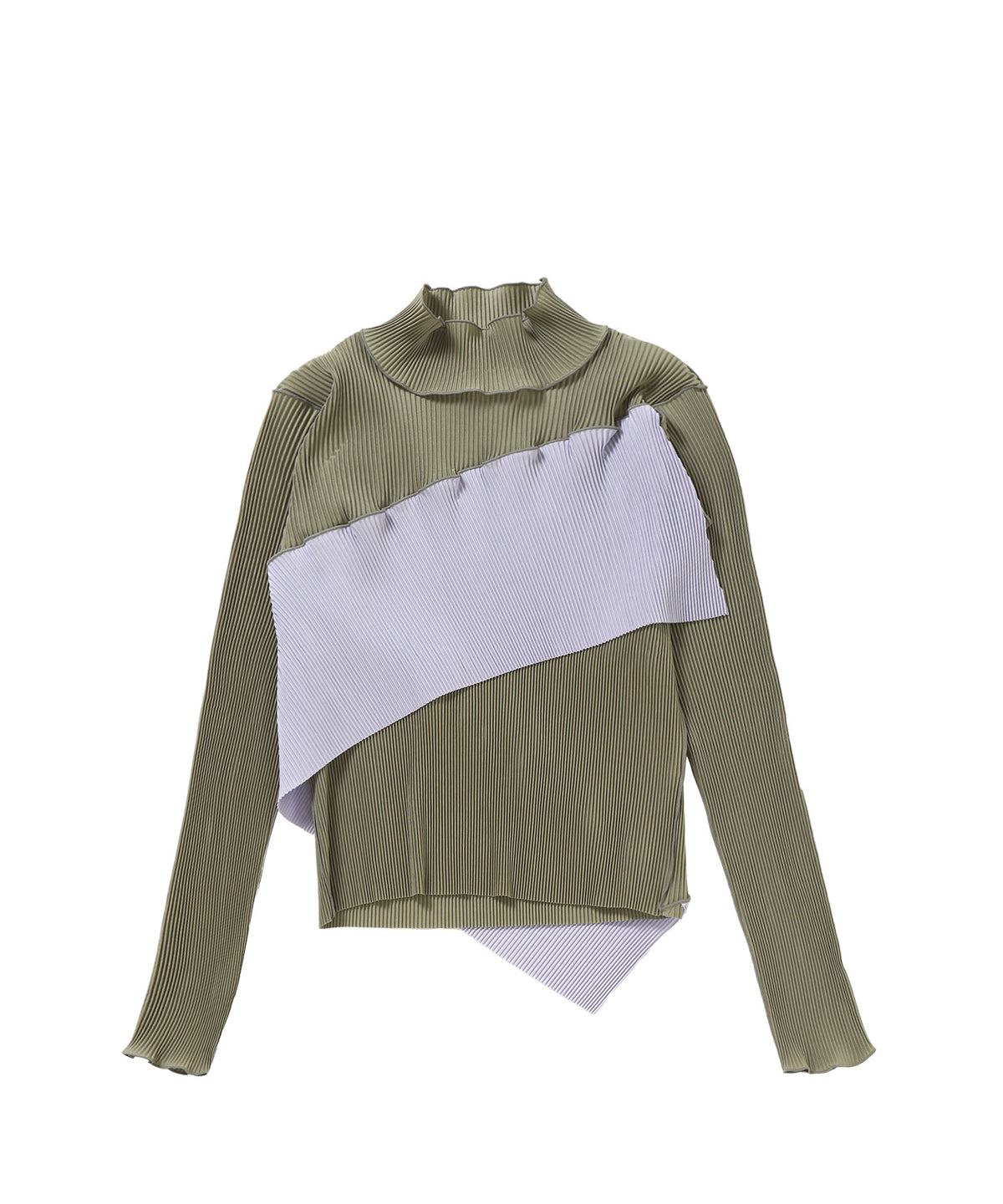 SPIRAL WAVE LONG SLEEVE TOP HIGH NECK TYPE