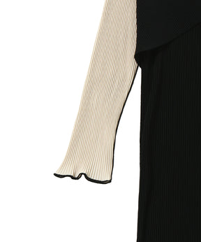SPIRAL WAVE LONG SLEEVE DRESS HIGH NECK TYPE