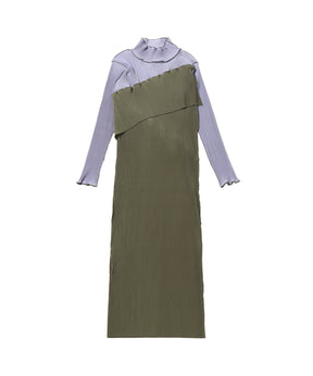 SPIRAL WAVE LONG SLEEVE DRESS HIGH NECK TYPE