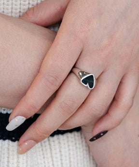 HEART STONE RING SLV