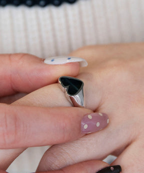 HEART STONE RING SLV