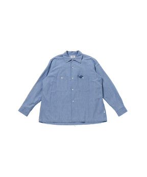 Unlikely Open Collar Work Chambray with Flower
