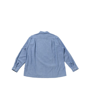 Unlikely Open Collar Work Chambray with Flower