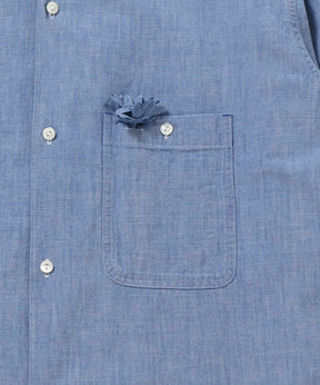 Unlikely Open Collar Work Chambray with Flower