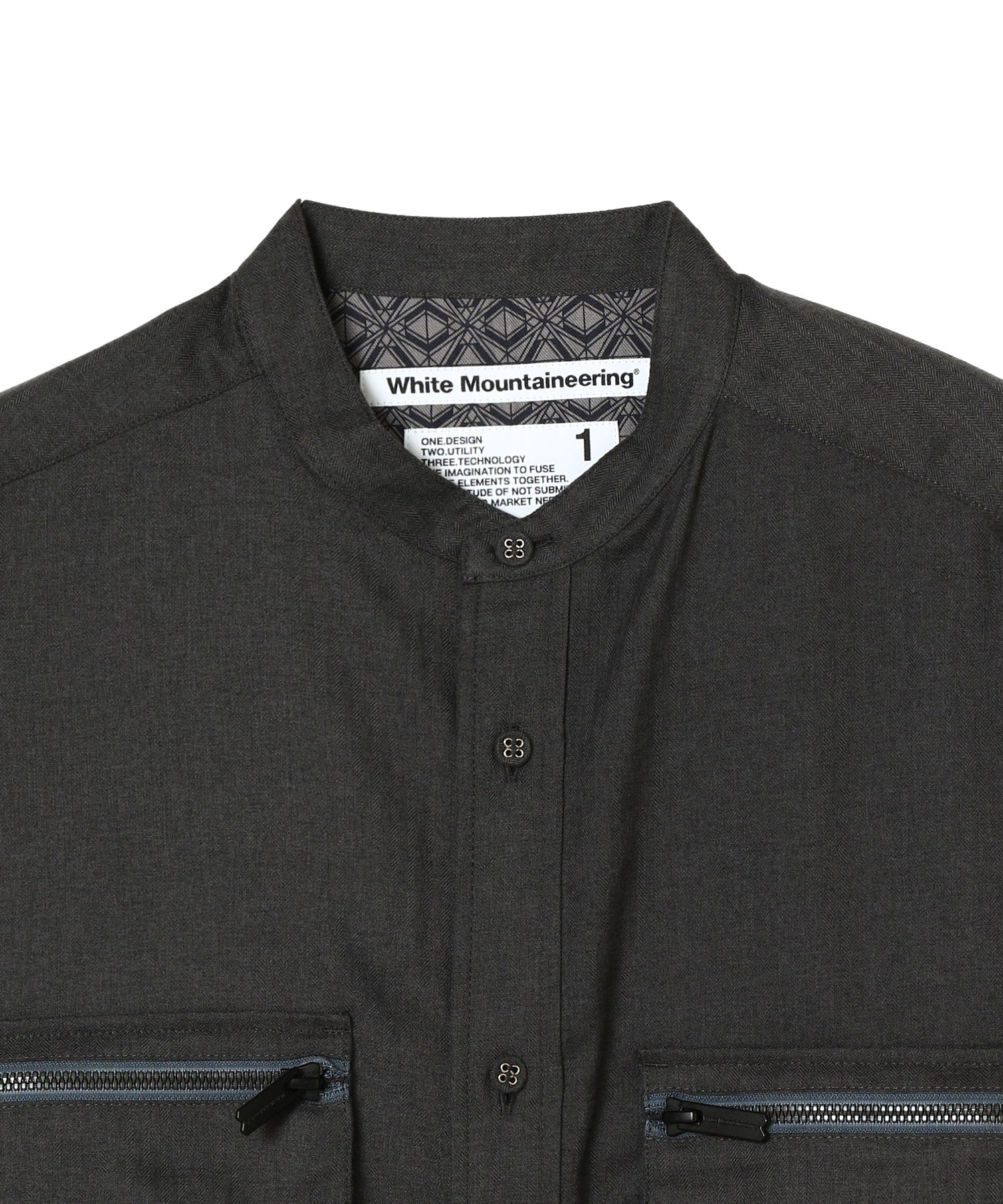 BAND COLLAR MULTI POCKET SHIRT