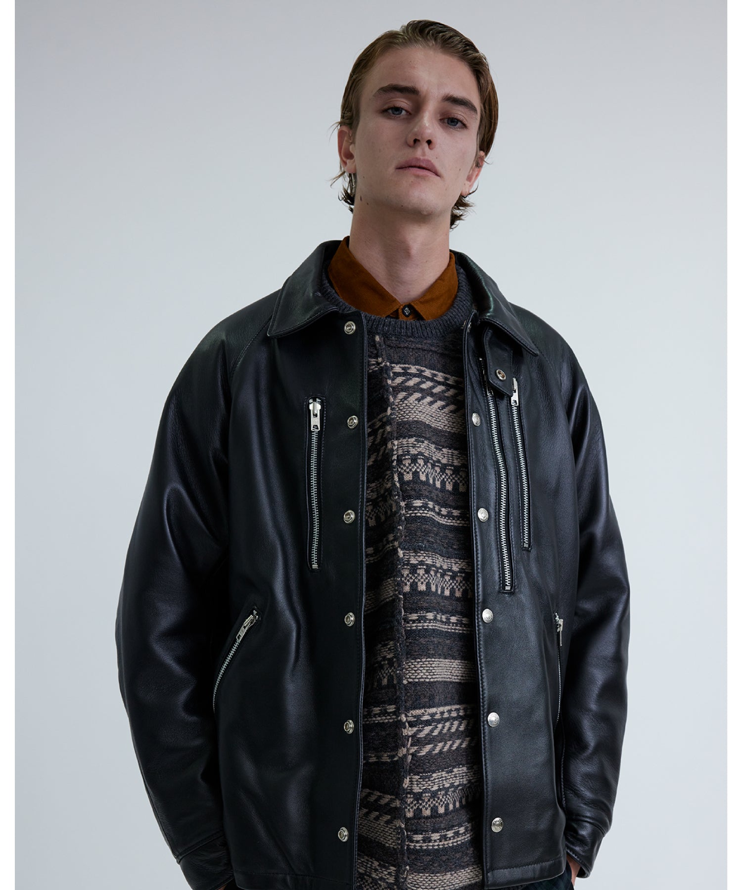 WM x Schott LEATHER COACH JACKET