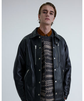 WM x Schott LEATHER COACH JACKET