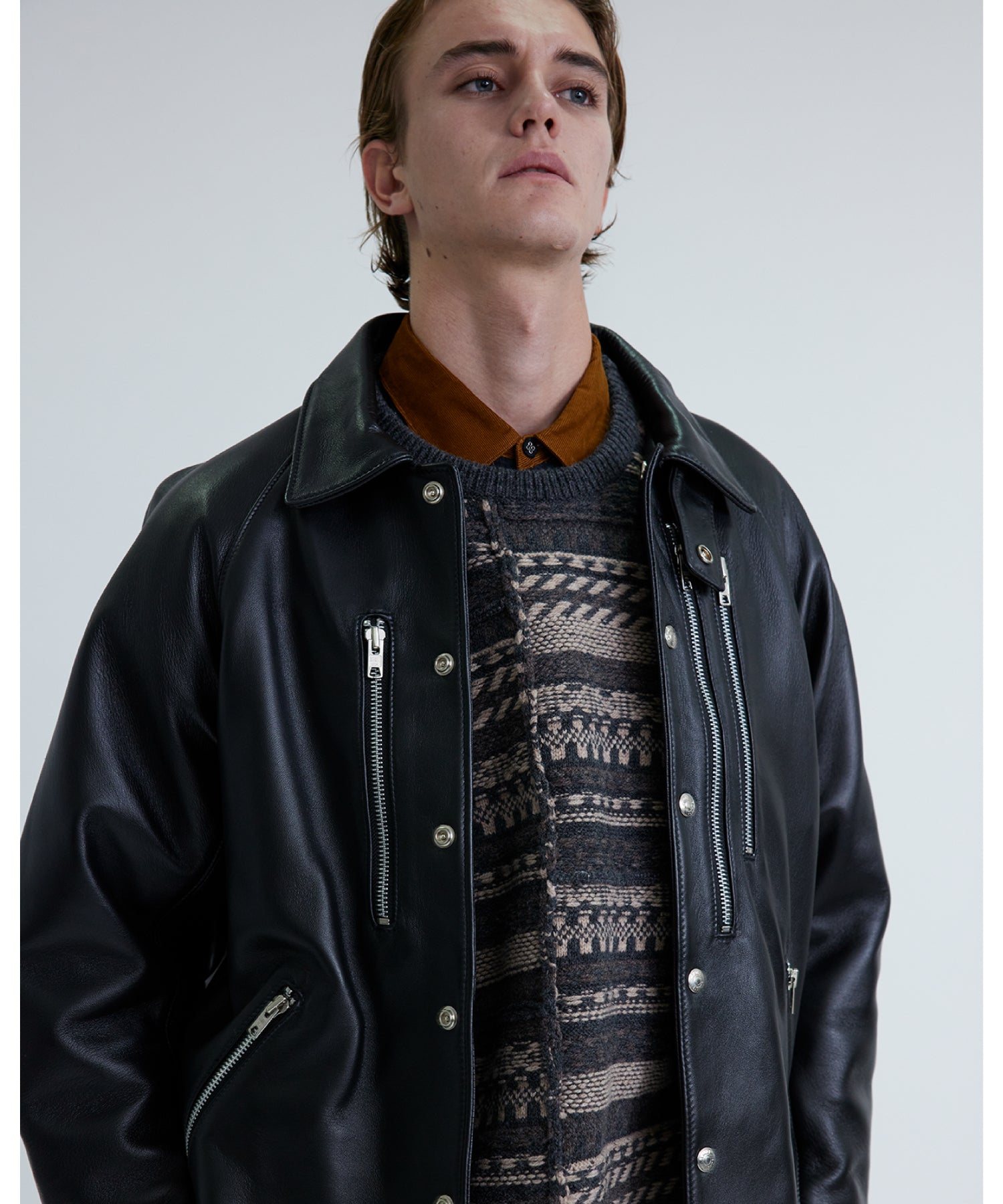 WM x Schott LEATHER COACH JACKET
