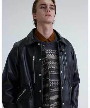 WM x Schott LEATHER COACH JACKET