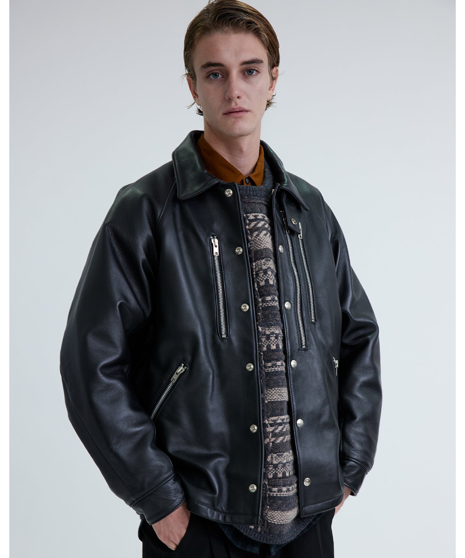 WM x Schott LEATHER COACH JACKET