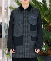 ウールリネンチェックツイードx綿オックスコーティングxレザー Filson Wネーム