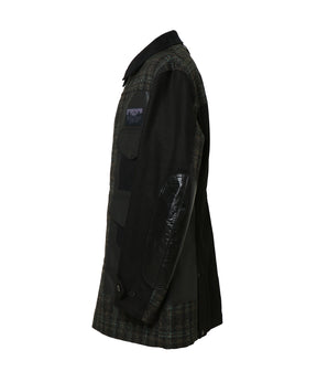 ウールリネンチェックツイードx綿オックスコーティングxレザー Filson Wネーム