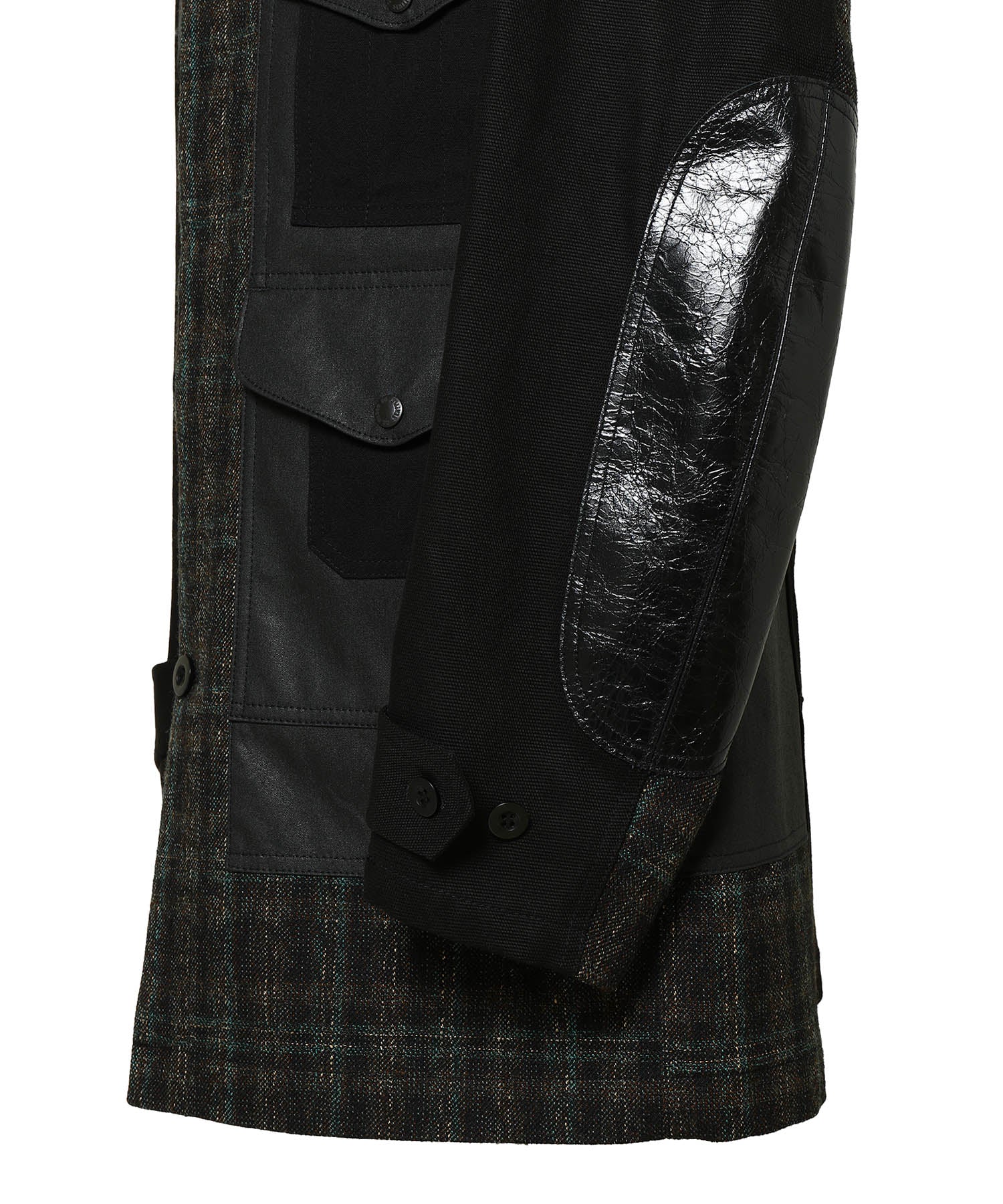 ウールリネンチェックツイードx綿オックスコーティングxレザー Filson Wネーム