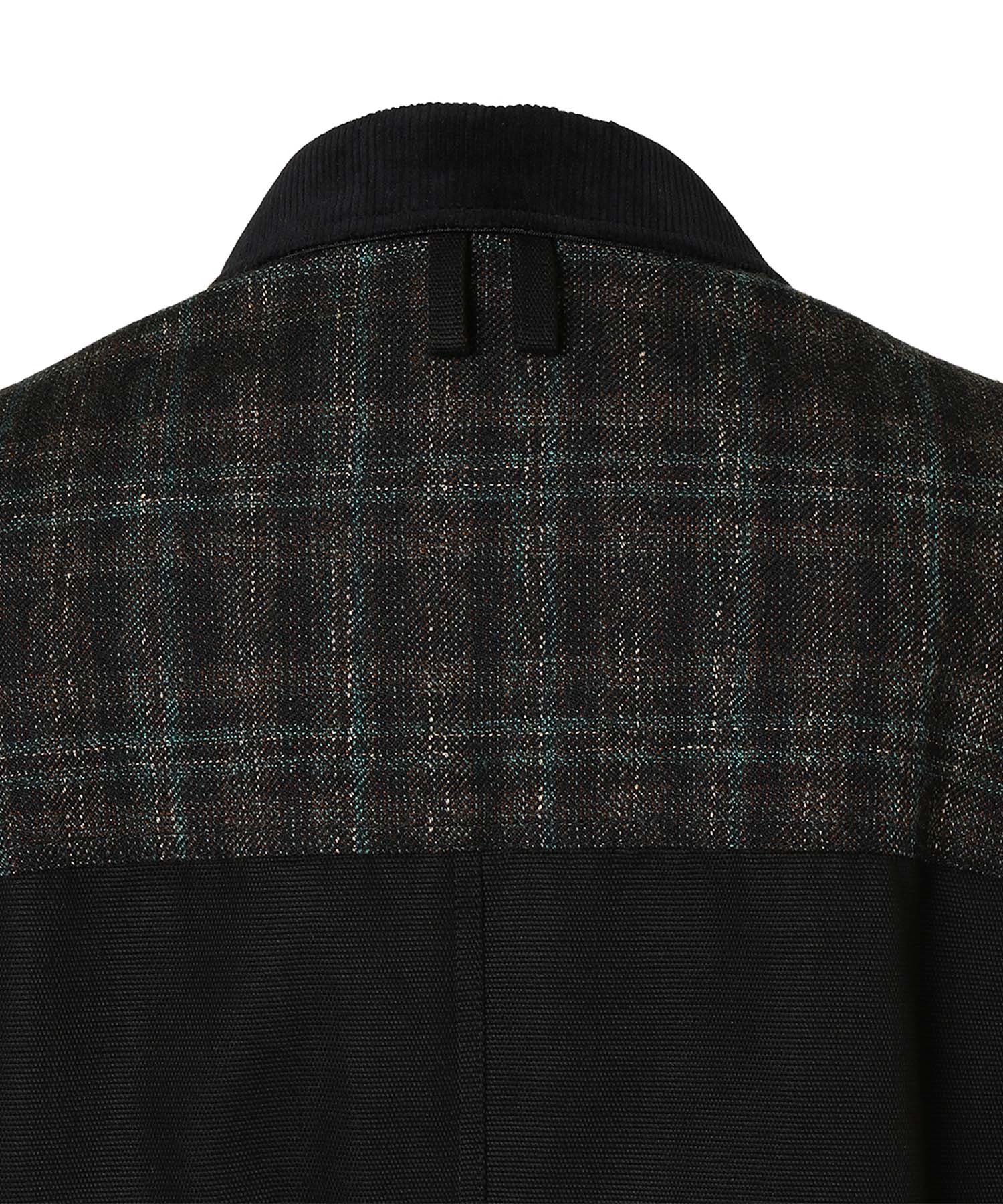 ウールリネンチェックツイードx綿オックスコーティングxレザー Filson Wネーム