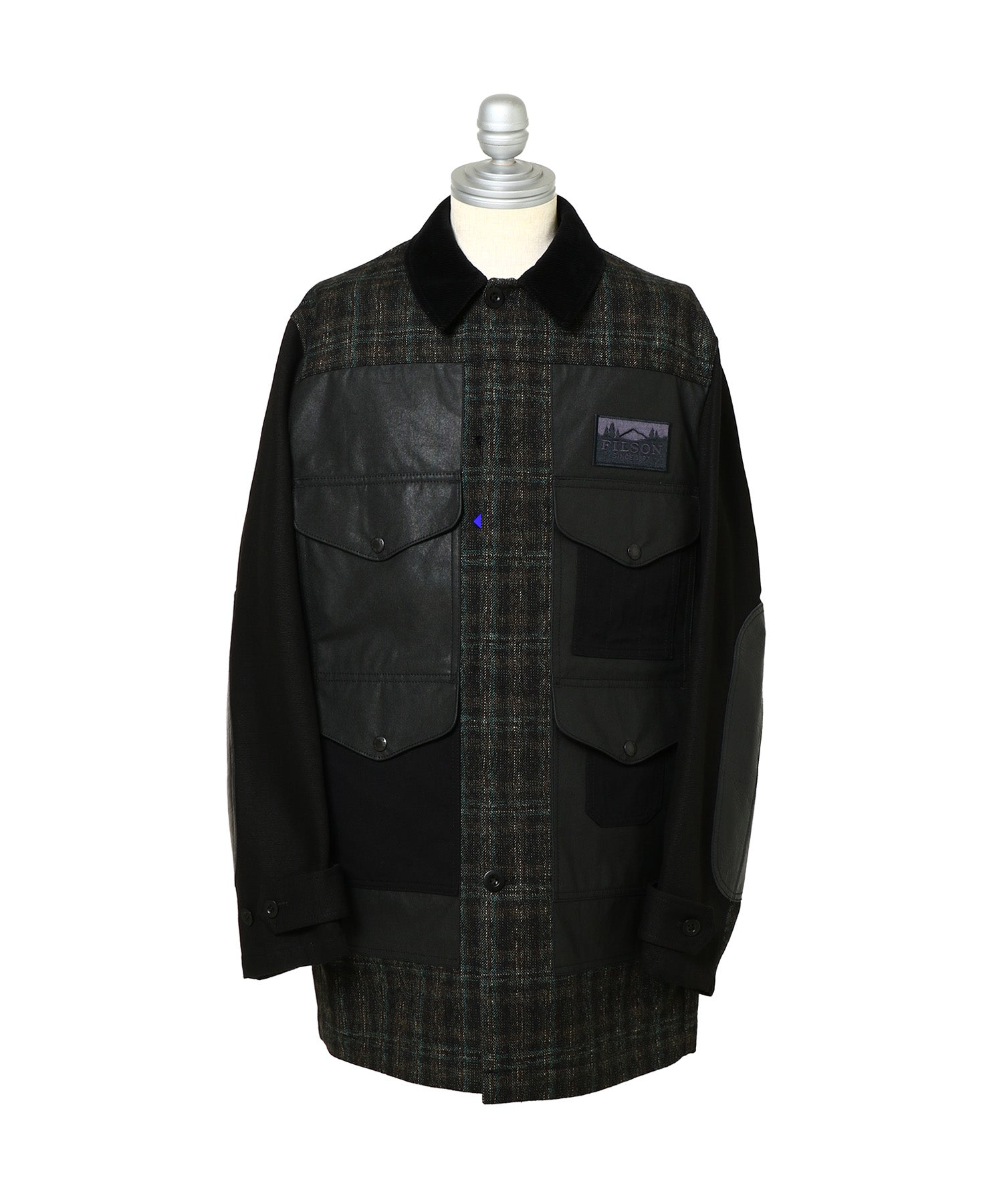 ウールリネンチェックツイードx綿オックスコーティングxレザー Filson Wネーム