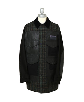 ウールリネンチェックツイードx綿オックスコーティングxレザー Filson Wネーム