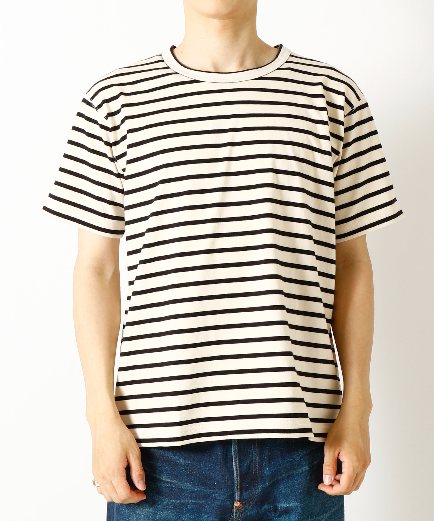 綿天竺ボーダー Tシャツ