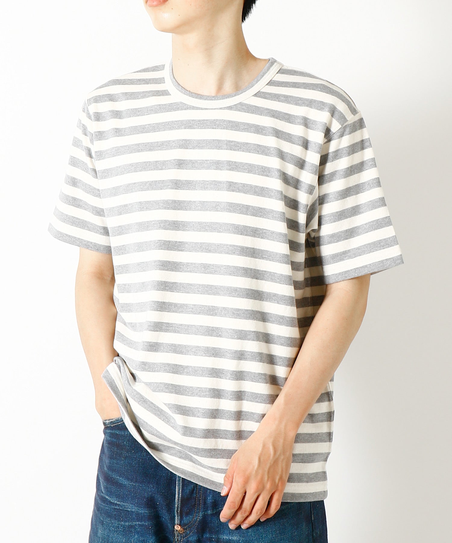 綿天竺ボーダー Tシャツ