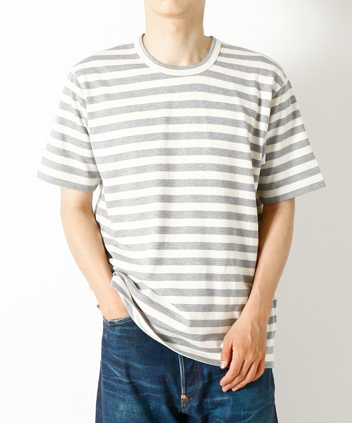 綿天竺ボーダー Tシャツ