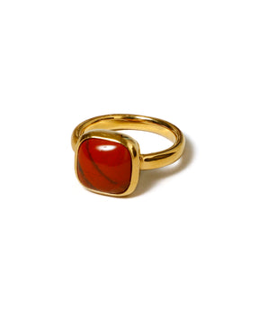 Square Cabochon Red Jasper Stone Ring