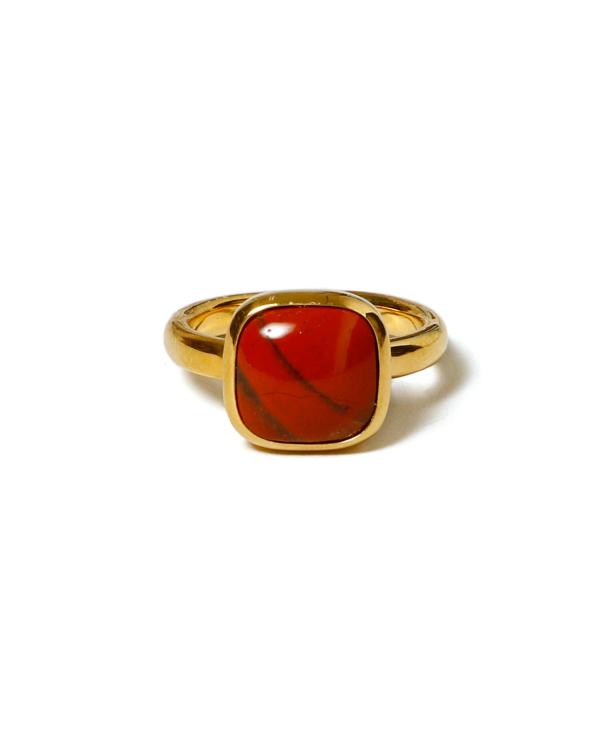 Square Cabochon Red Jasper Stone Ring