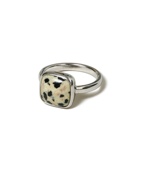 Square Cabochon Dalmatian Stone Ring