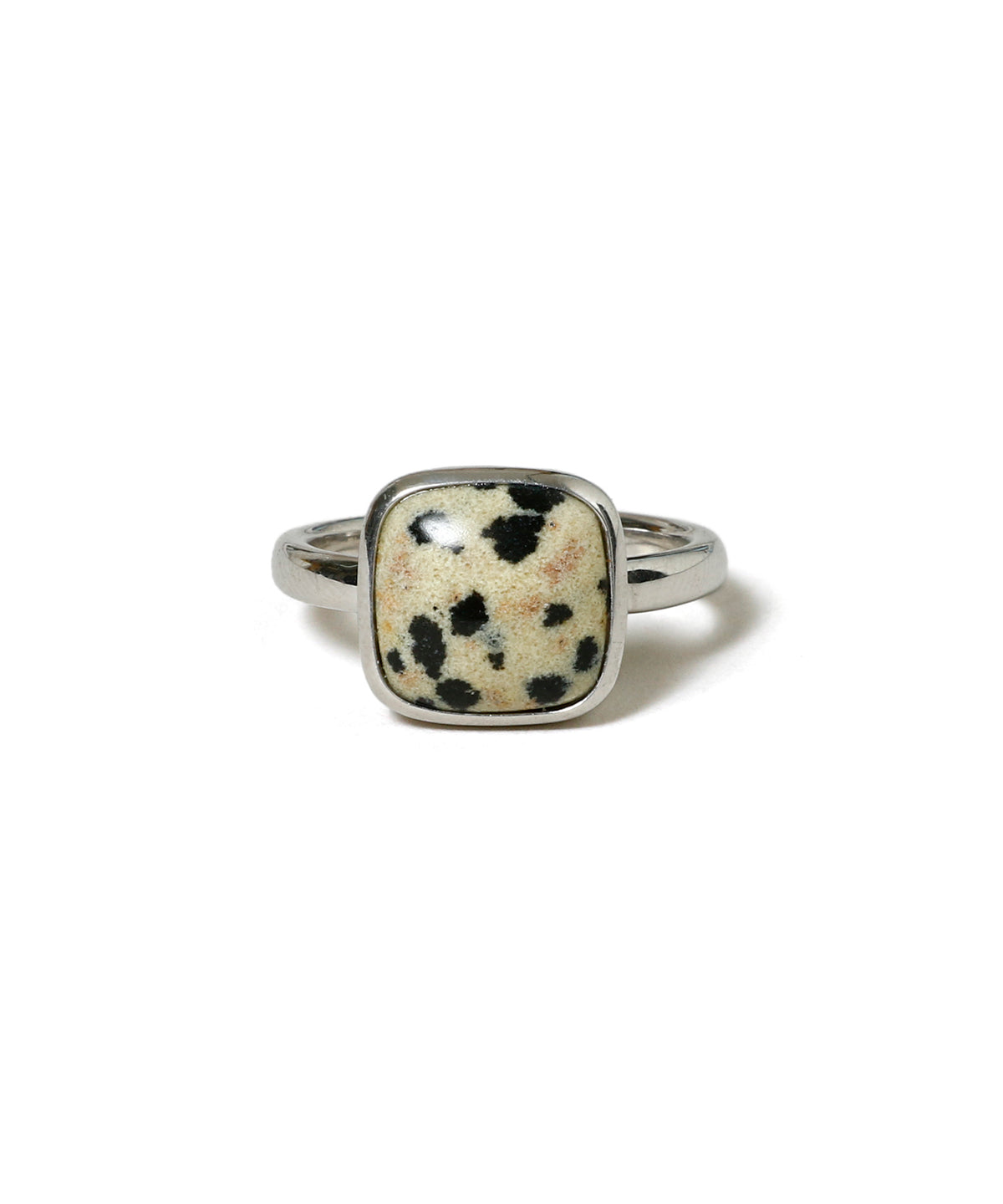 Square Cabochon Dalmatian Stone Ring