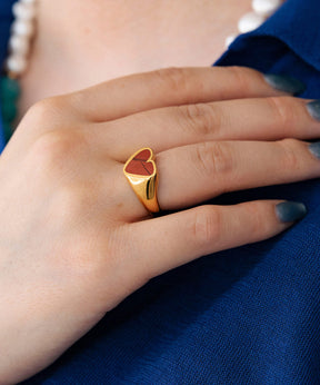 HEART STONE RING GD