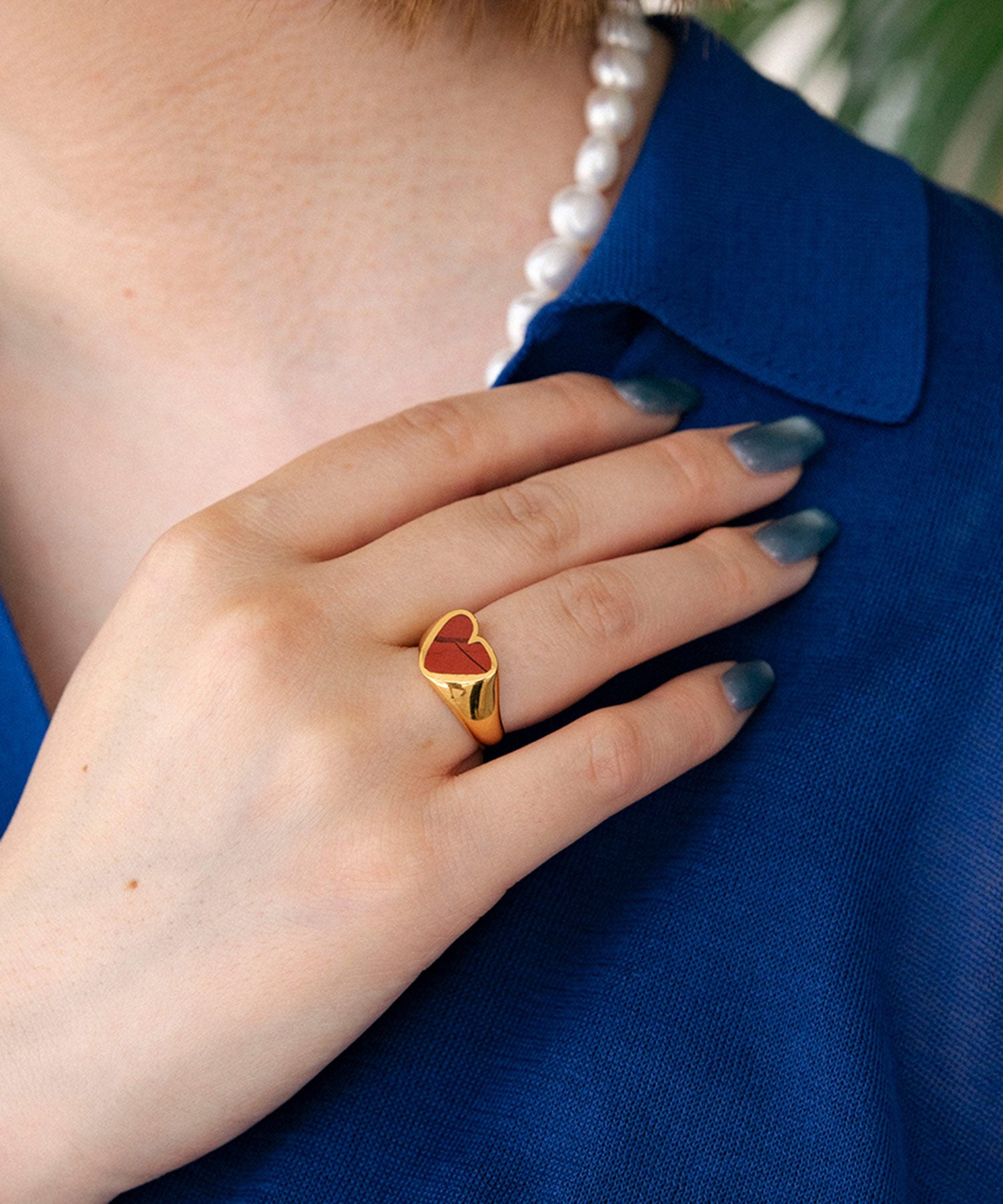 HEART STONE RING GD