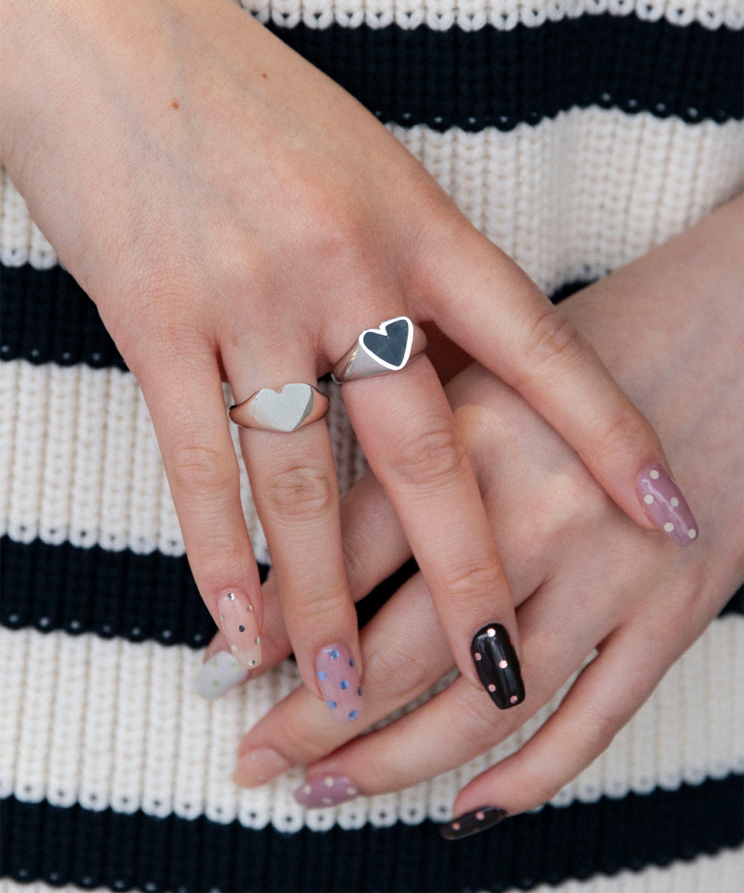 HEART STONE RING SLV