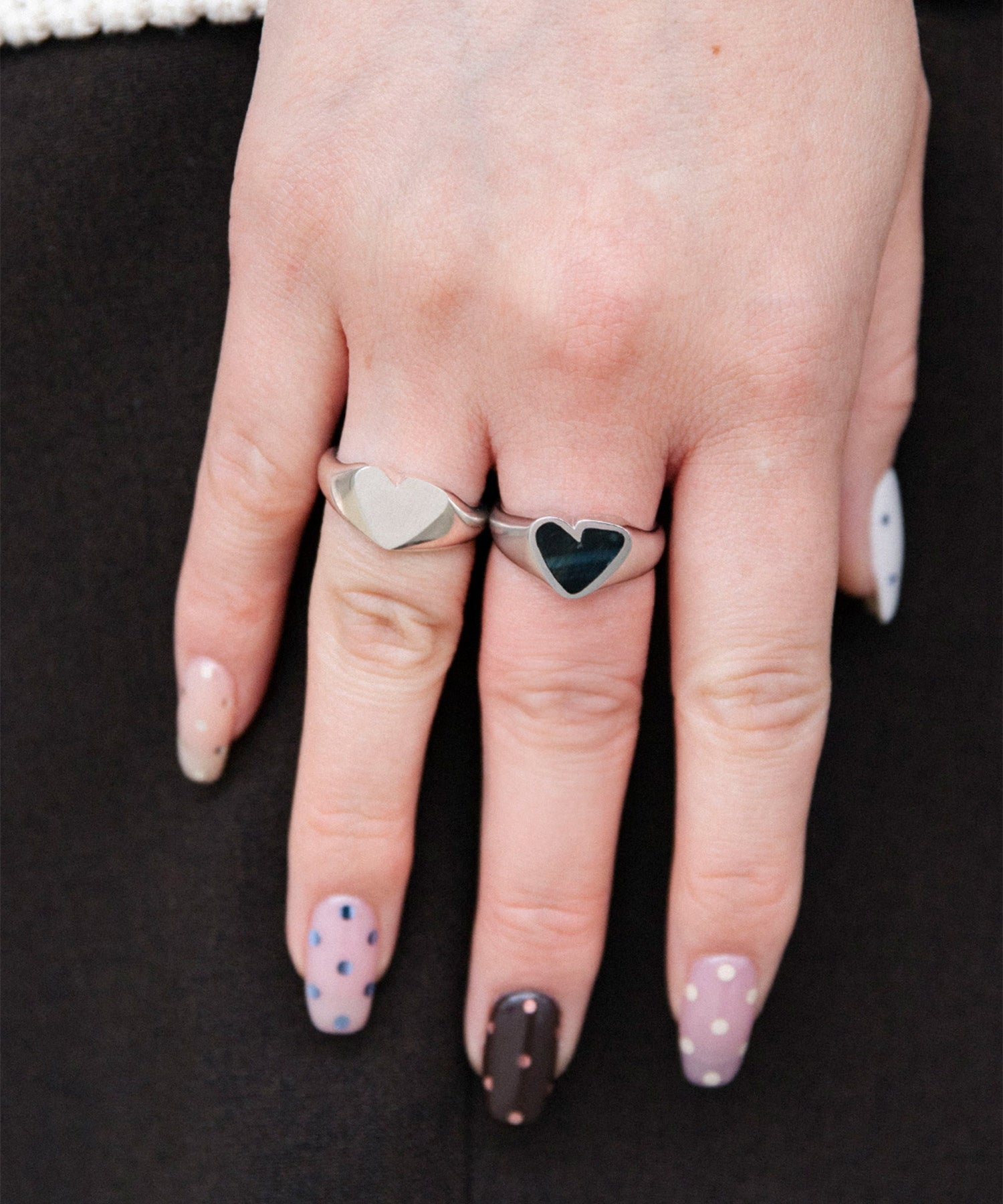 HEART STONE RING SLV