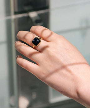 Square Cabochon Sodalite Stone Ring