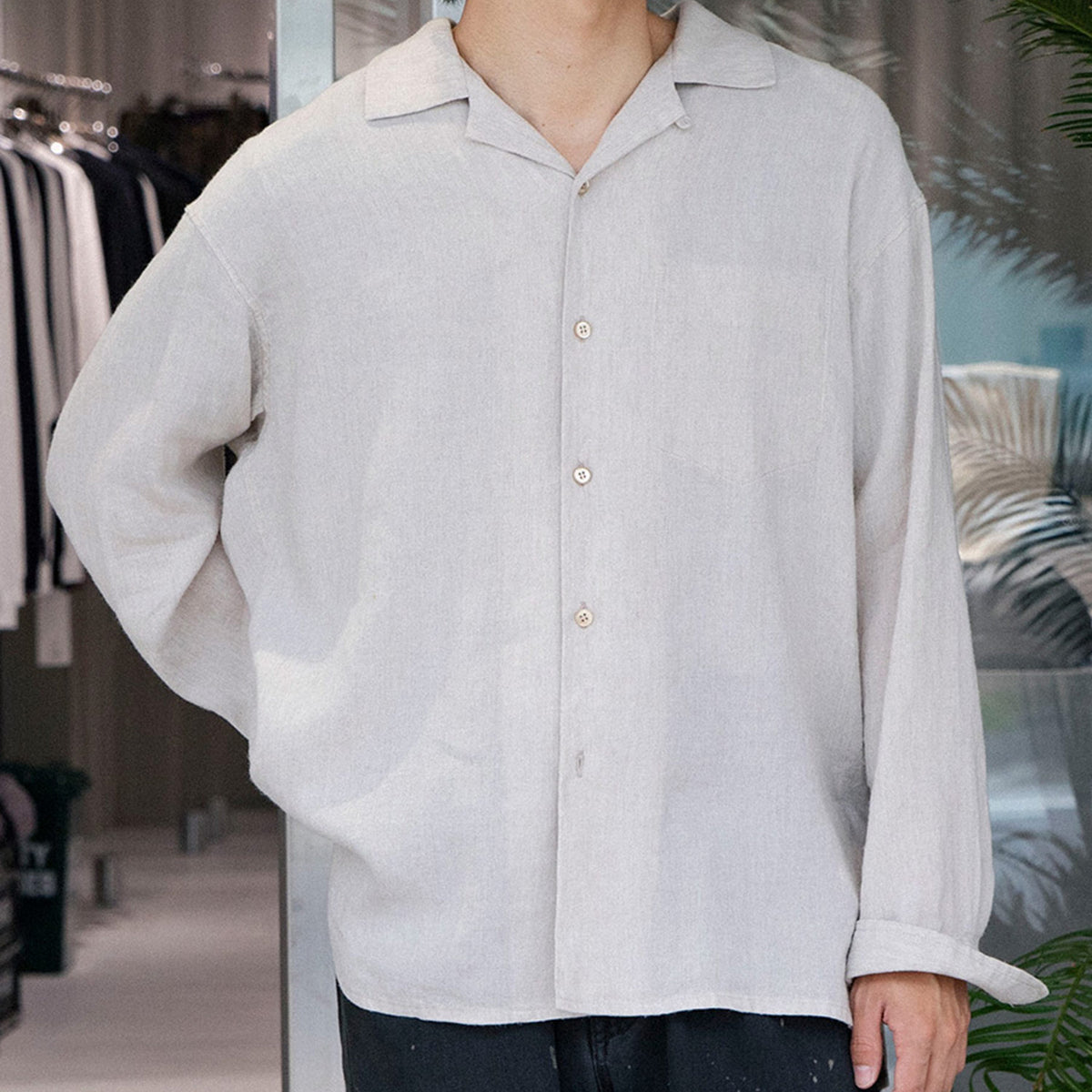 OPEN COLLAR SHIRT LS - WEWILL (ウィーウィル) - tops