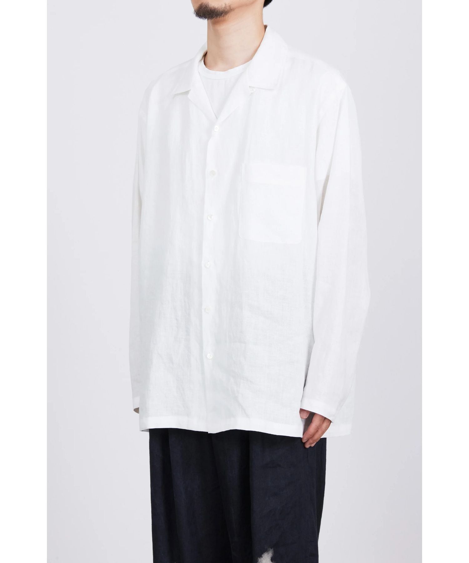 Hemp Shirting Open Collar Shirt L/S