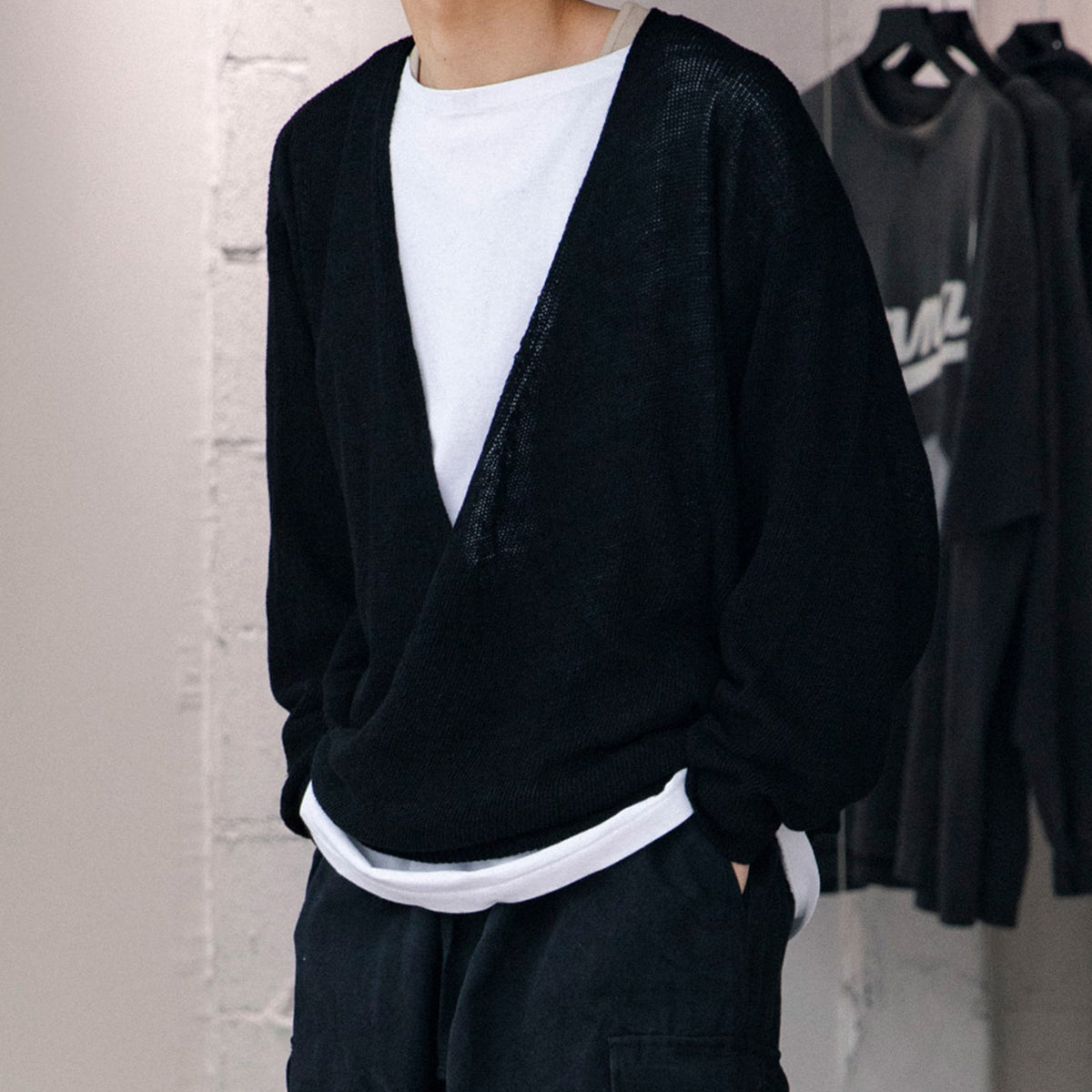 【25SS】COMOLI 7G ニットカシュクール プルオーバー BLACK COMOLI / 7Gニットカシュクール プルオーバート- dieci｜online shop