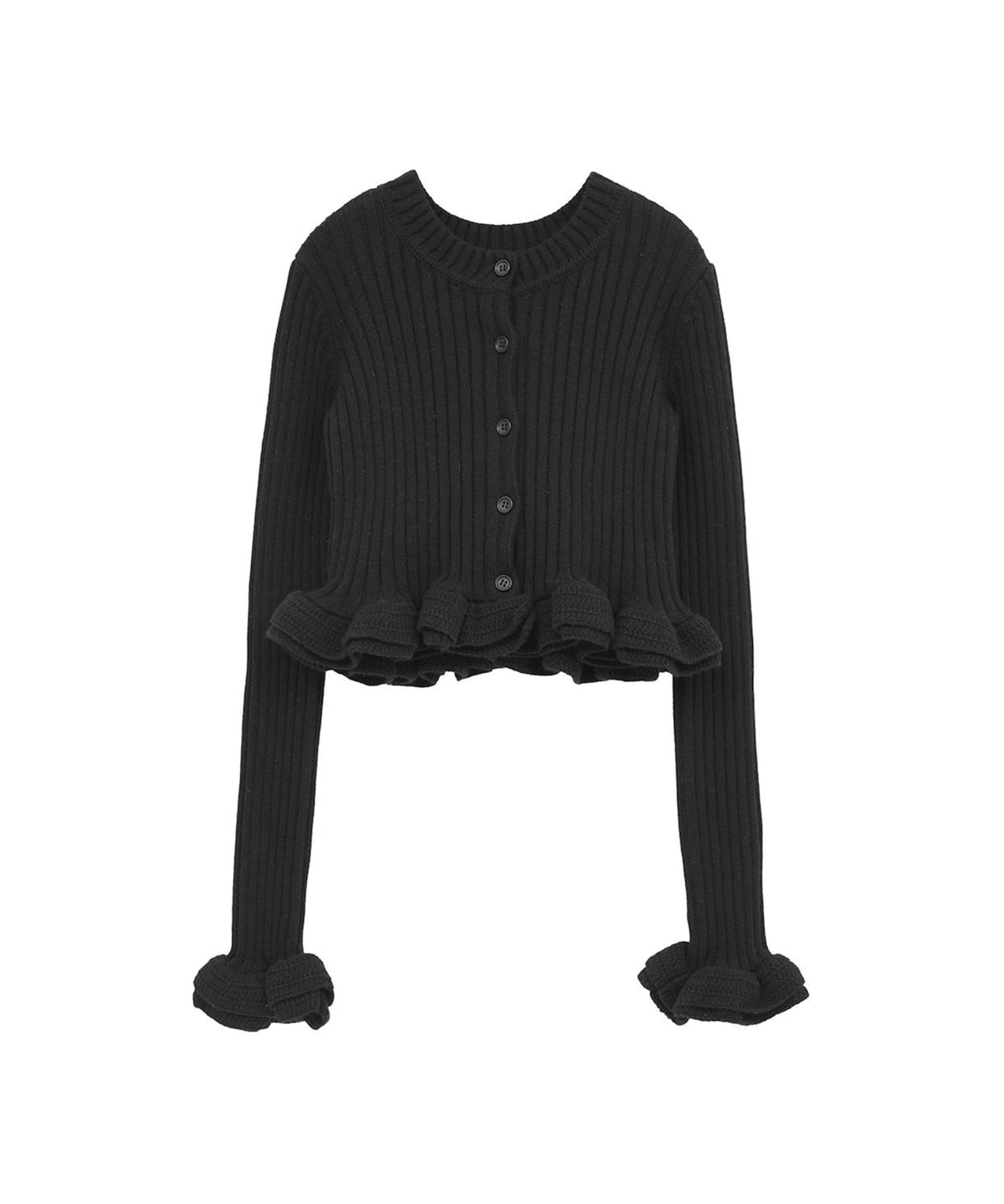 W FACE SHORT FRILLED KNIT TOPS