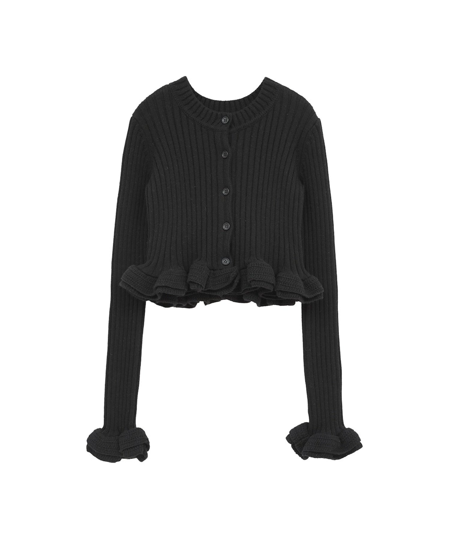W FACE SHORT FRILLED KNIT TOPS